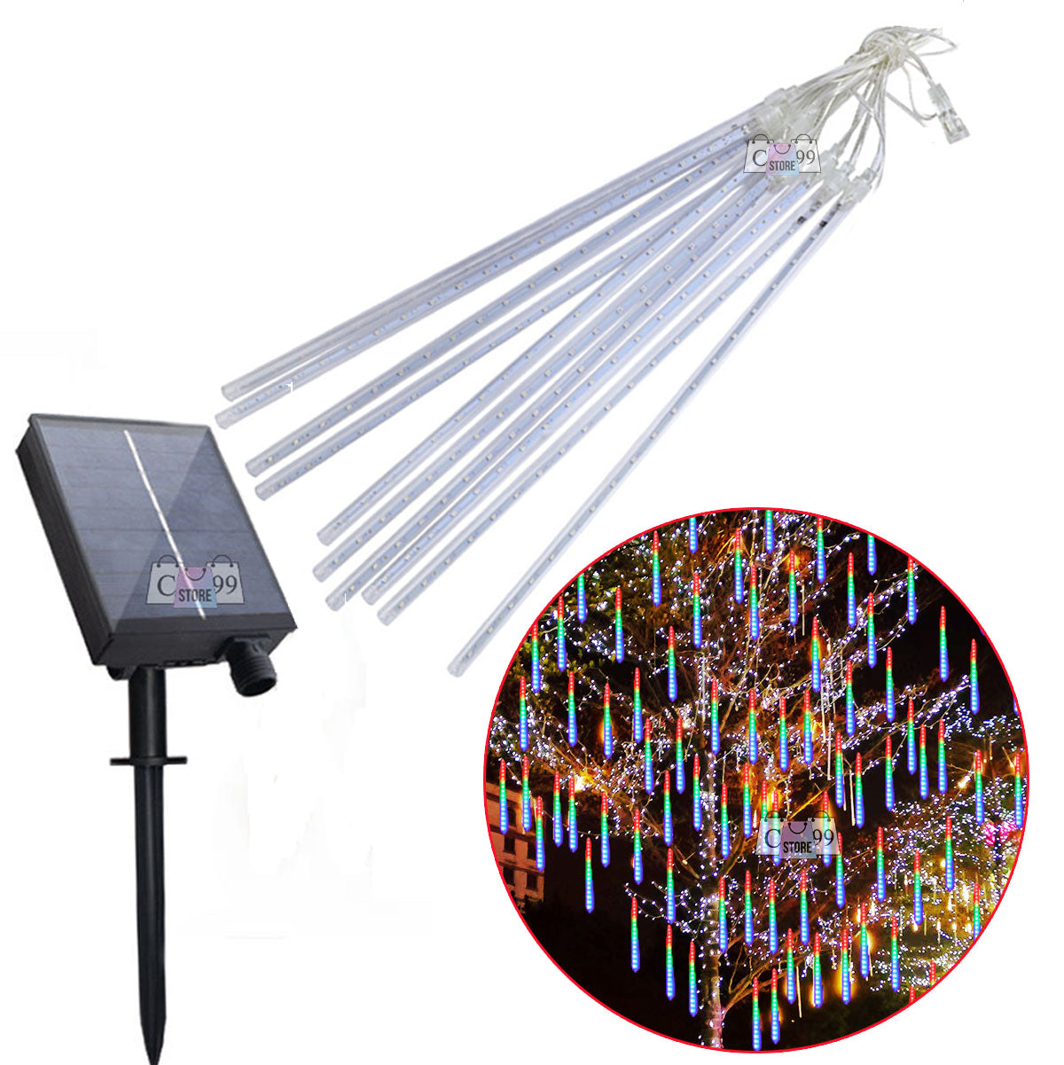 Meteoro Solar Luces De Navidad 8 Tubos