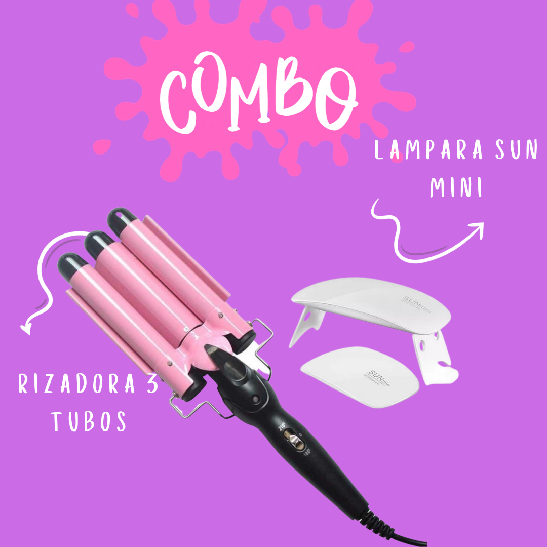 COMBO RIZADOR 3 TUBOS + MINI LAMPARA SUN
