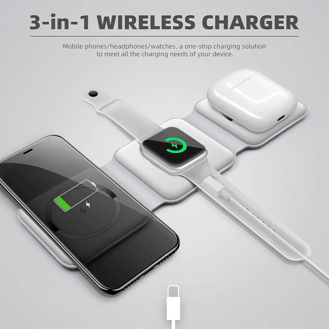Cargador Inalambrico 3 en 1 Plegable