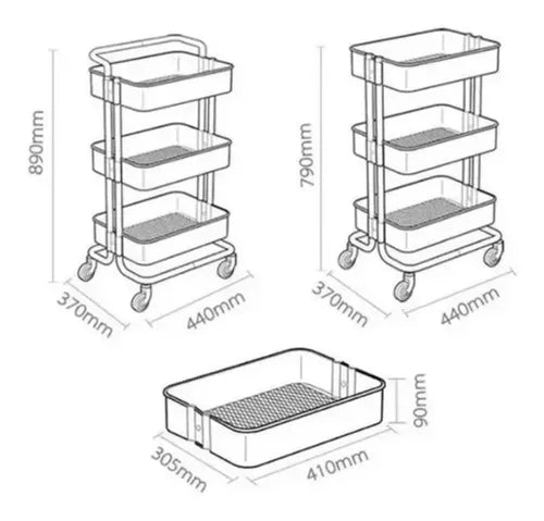 Organizador Multifuncional Ruedas 3 Nive