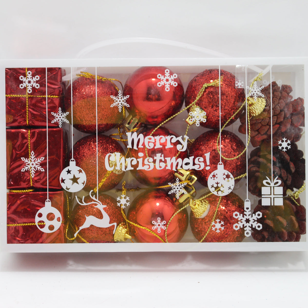 Set Rojo de bolas navideñas + regalos +