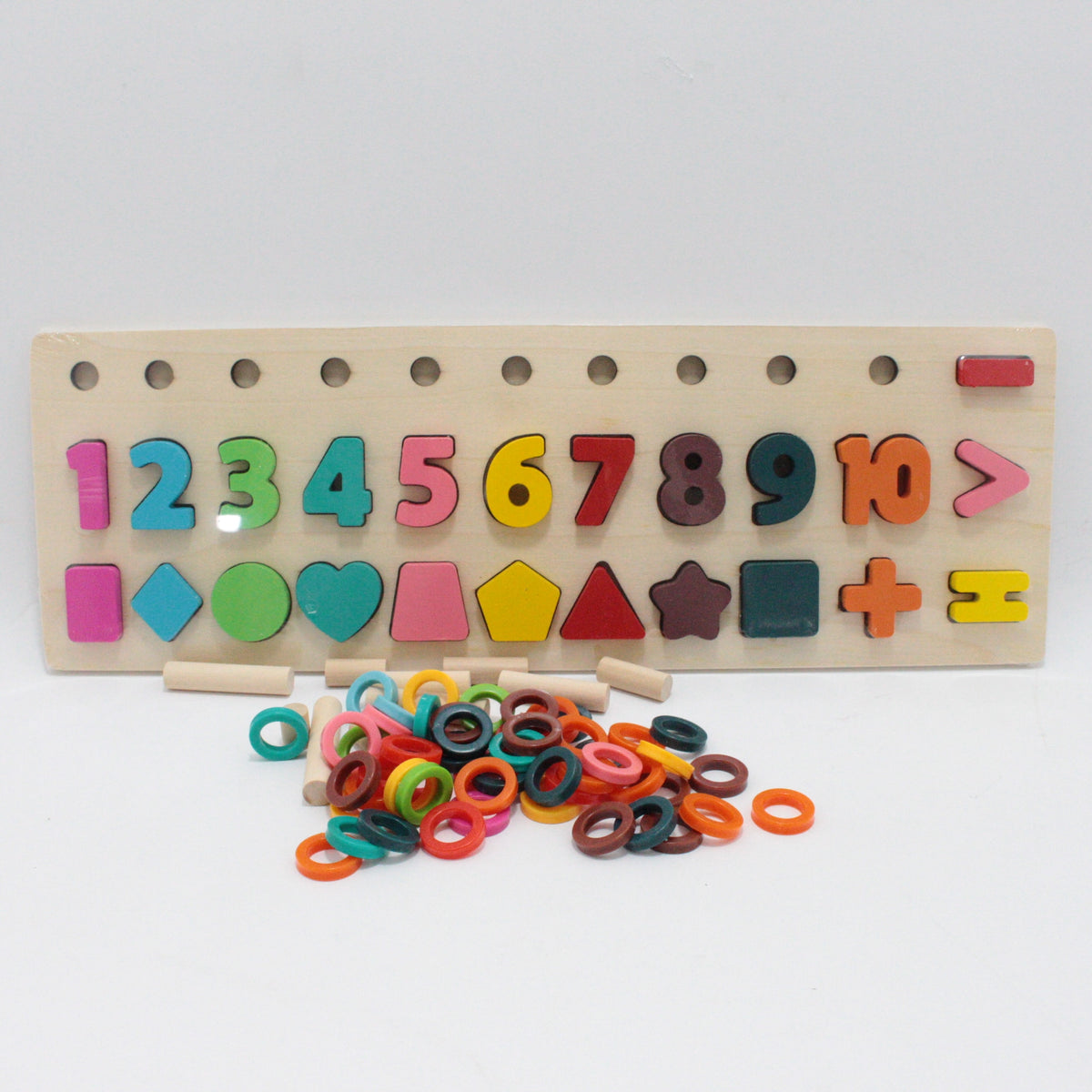 didactico en madera numeros,figuras y a