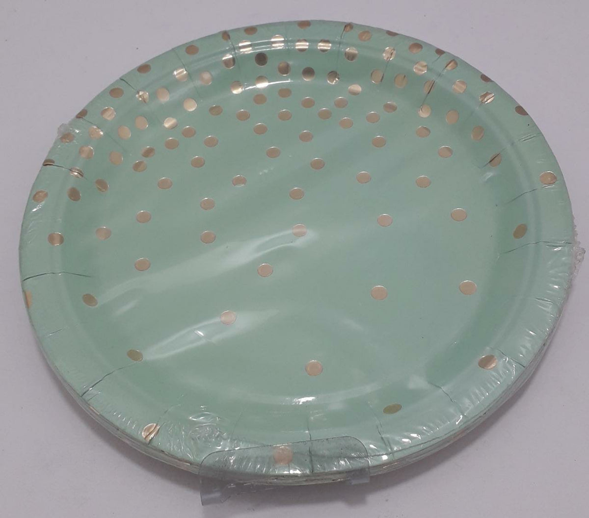 Plato verde puntos dorado 18cm