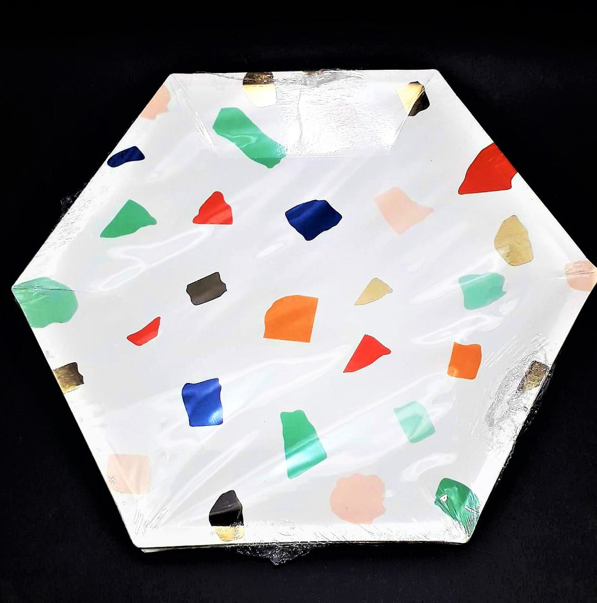 PLATO X 10 Hexagonal manchas sobras gra