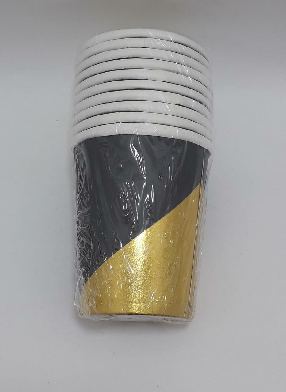 Vaso x 10 negro dorado 7 onz