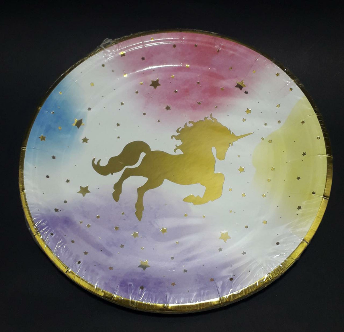 Plato fiesta unicornio manchas estrella