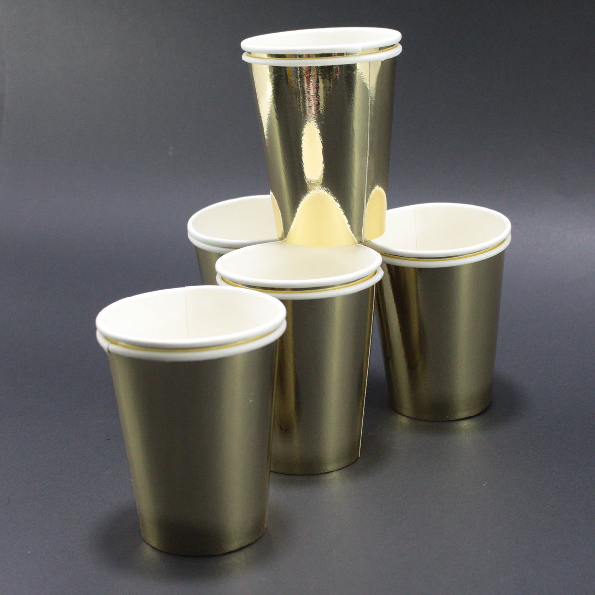 Vaso fiesta metalizado dorado X10