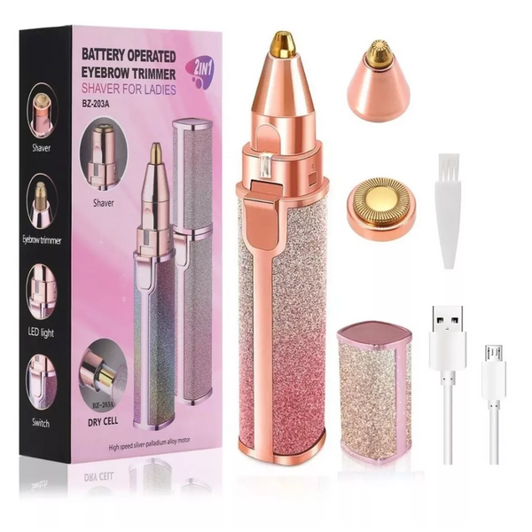 Depilador facial 2 en 1 recargable con LED para cejas
