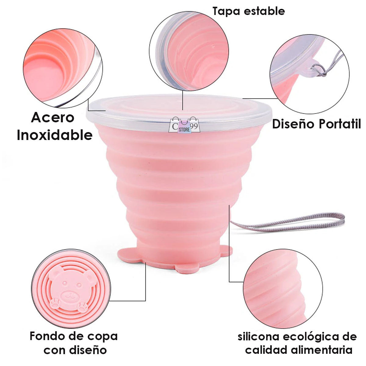 Vaso Plegable Taza Portable En Silicona