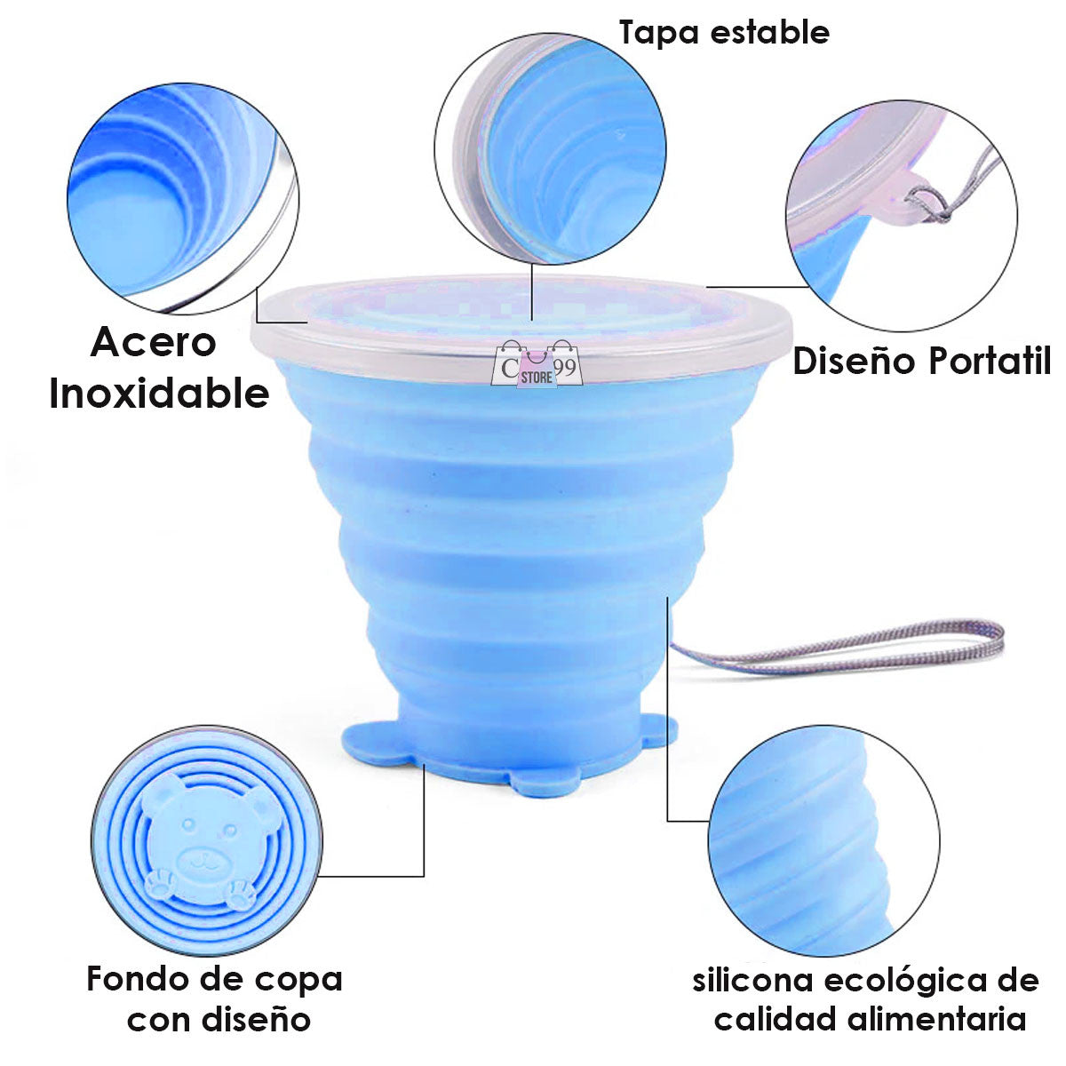 Vaso Plegable Taza Portable En Silicona
