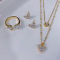 Combo cadena doble + anillo + aretes
