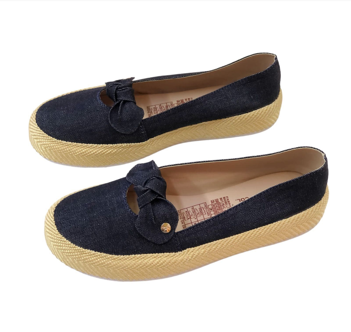 Zapatos mocasines para dama tela Jean co
