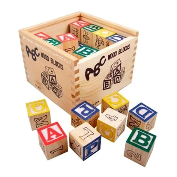 Bloques Abc Madera Figuras Letras Animal