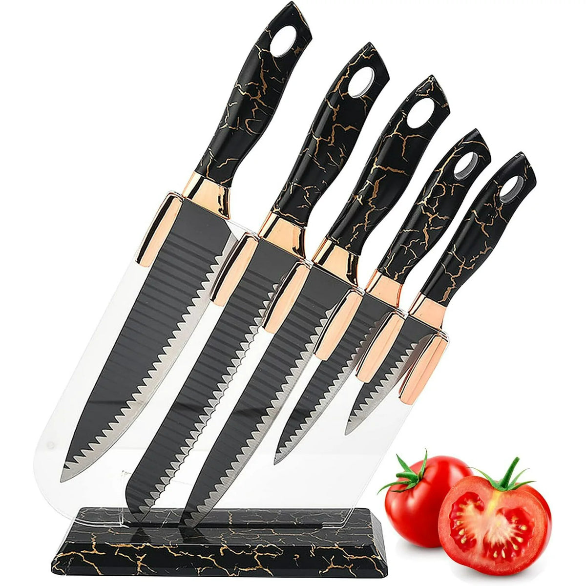 Set De Cuchillos X5 Con Base