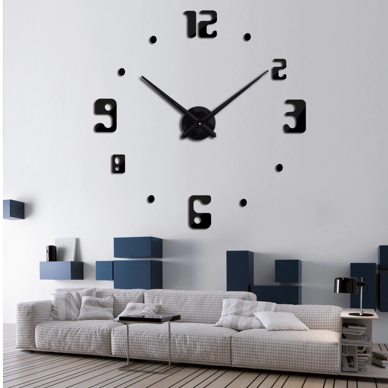 Reloj de pared 3d de 60cm negro modelo 1