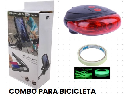 COMBO FUNDA CELULAR +CINTA REFL+LUZ BICI