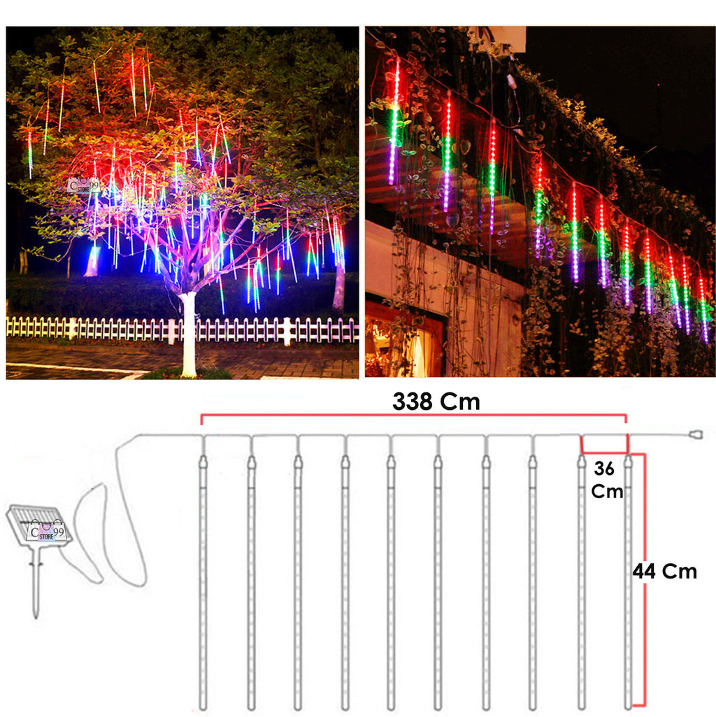 Meteoro Solar Luces De Navidad 8 Tubos
