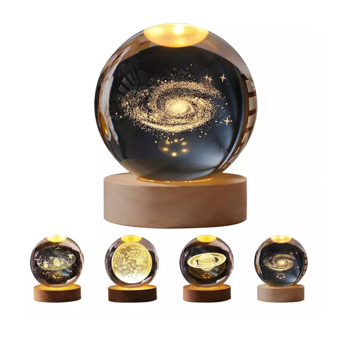 3d Lampara De Noche Led Galaxia Bola Cri