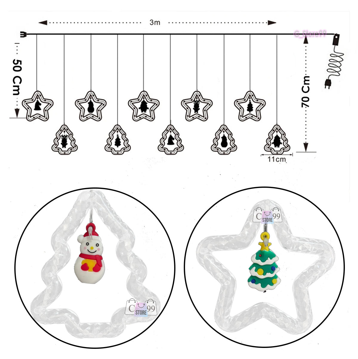 Luces Navideñas Estrella y Árbol Figuras