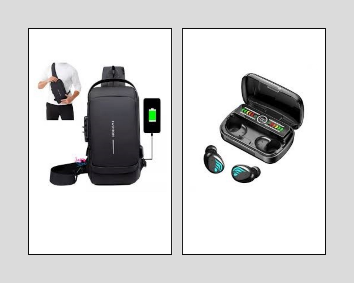 Combo bolso canguro + audífonos m27