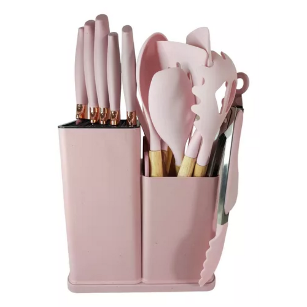 Set Utensilios Cocina Madera Silicona