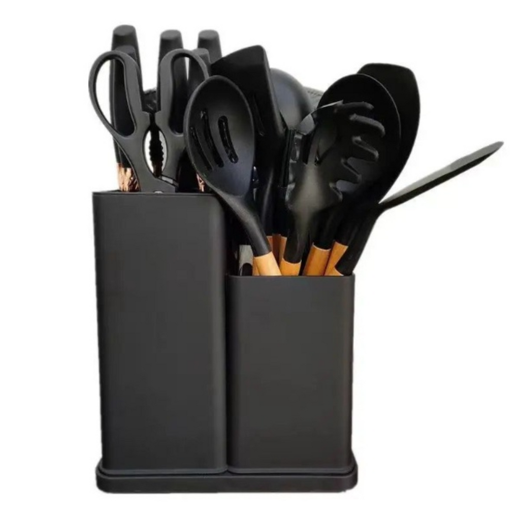 Set Utensilios Cocina Madera Silicona