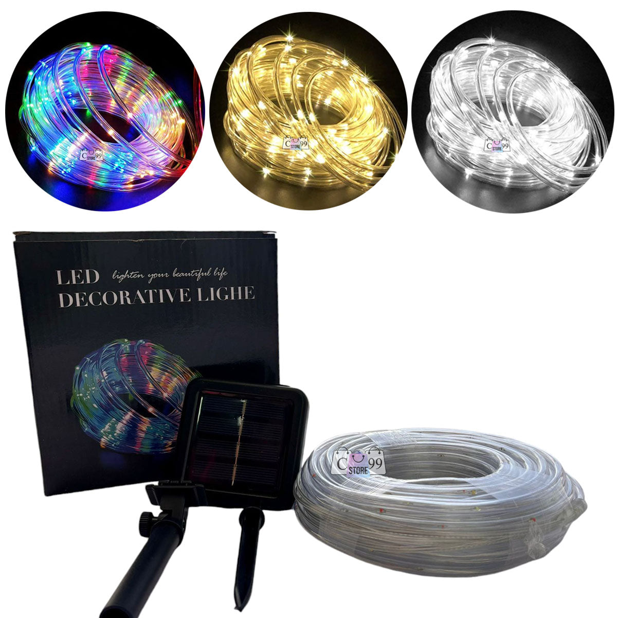Manguera Solar Luces De Navidad 20m