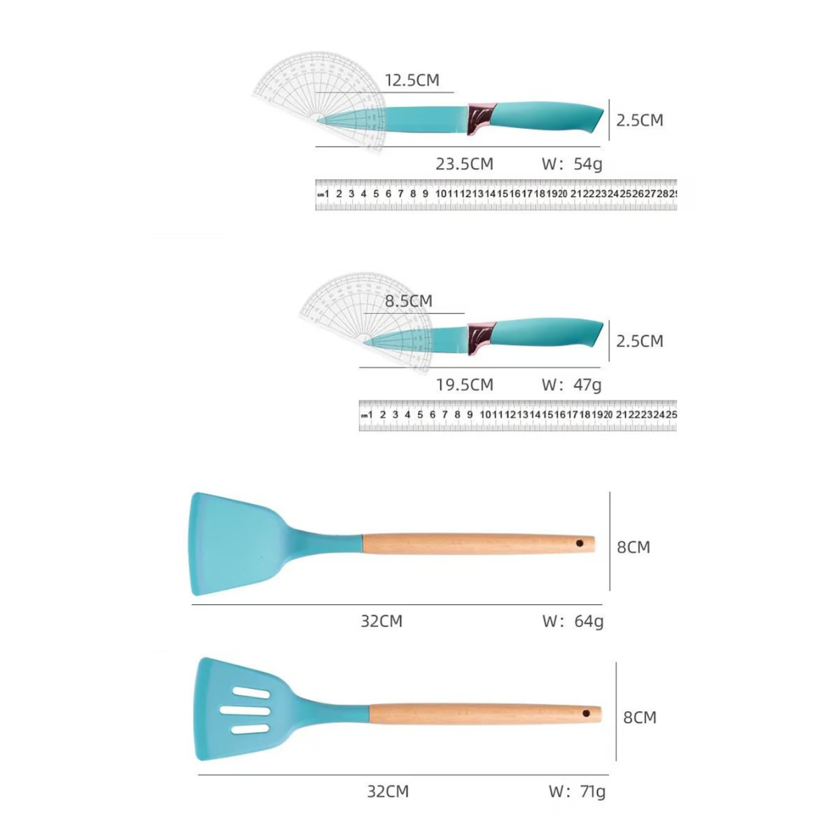 Set cucharones y accesorios cocina 19pz