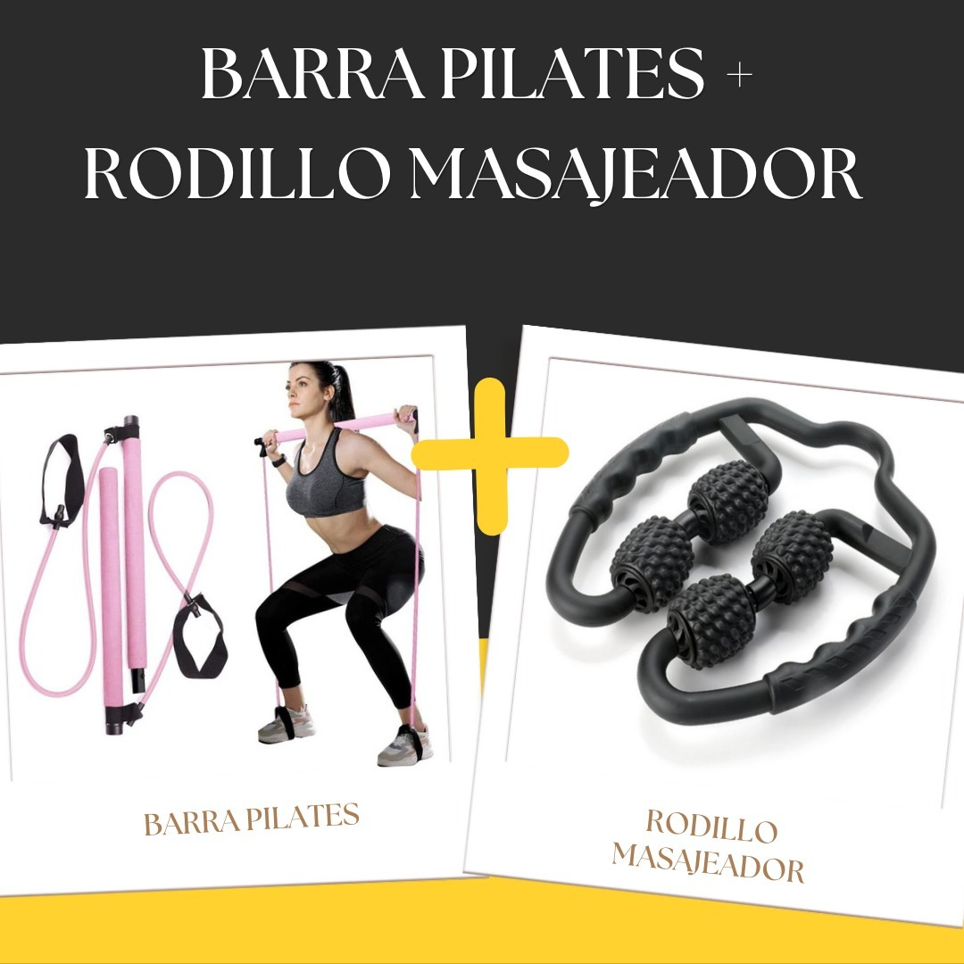 COMBO BARRA PILATES + RODILLO MASAJEADOR