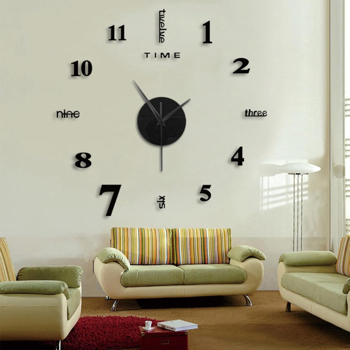 Reloj de pared 3d de 60cm negro modelo 1