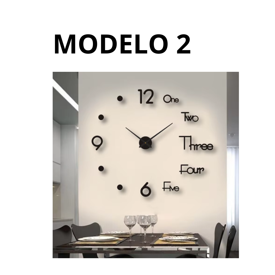 Reloj de pared 3d de 60cm negro modelo 1