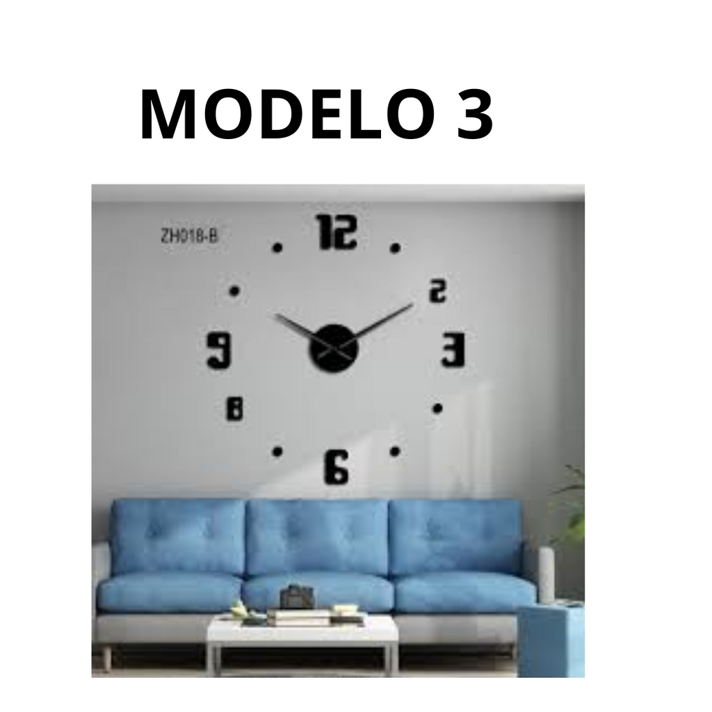 Reloj de pared 3d de 60cm negro modelo 1