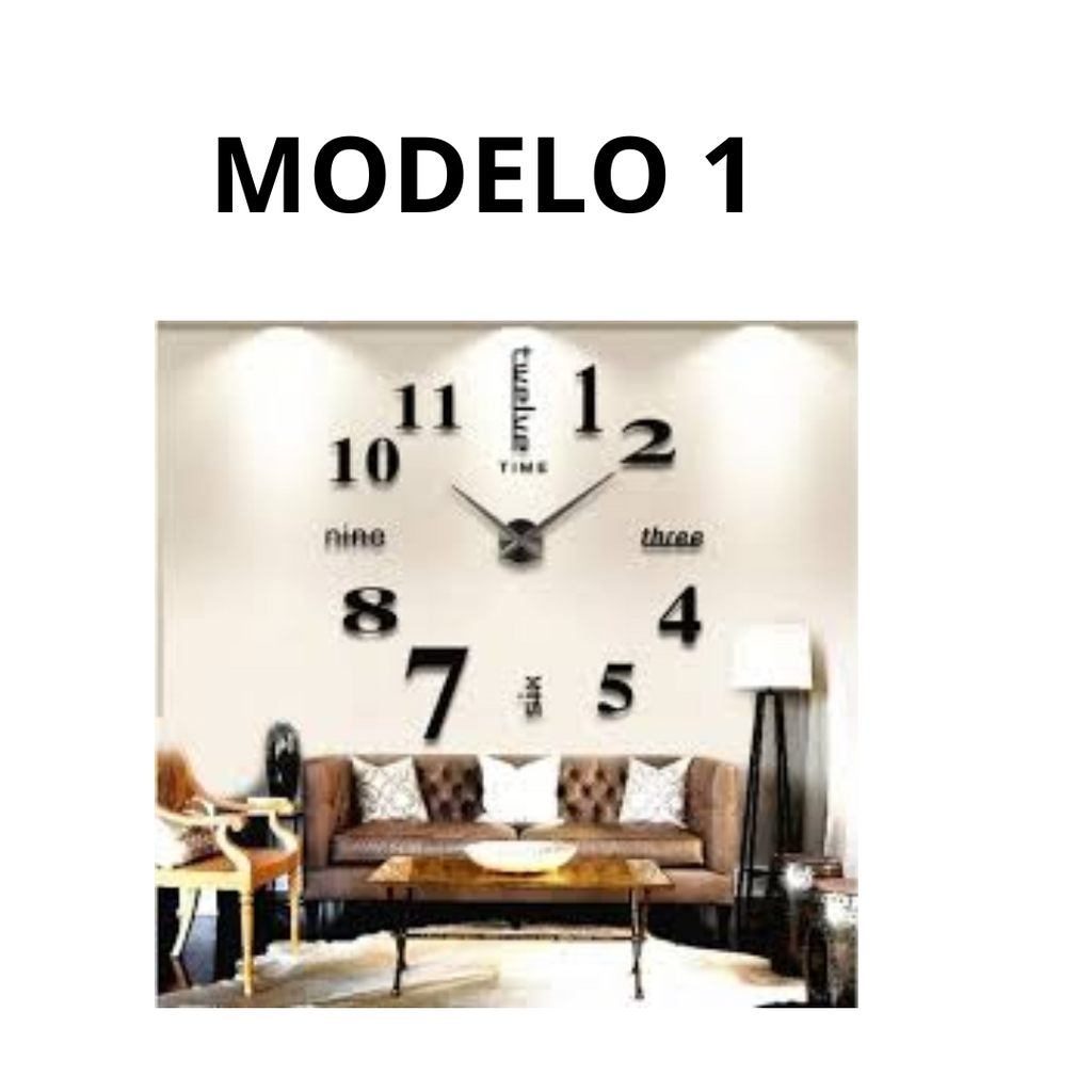 Reloj de pared 3d de 60cm negro modelo 1