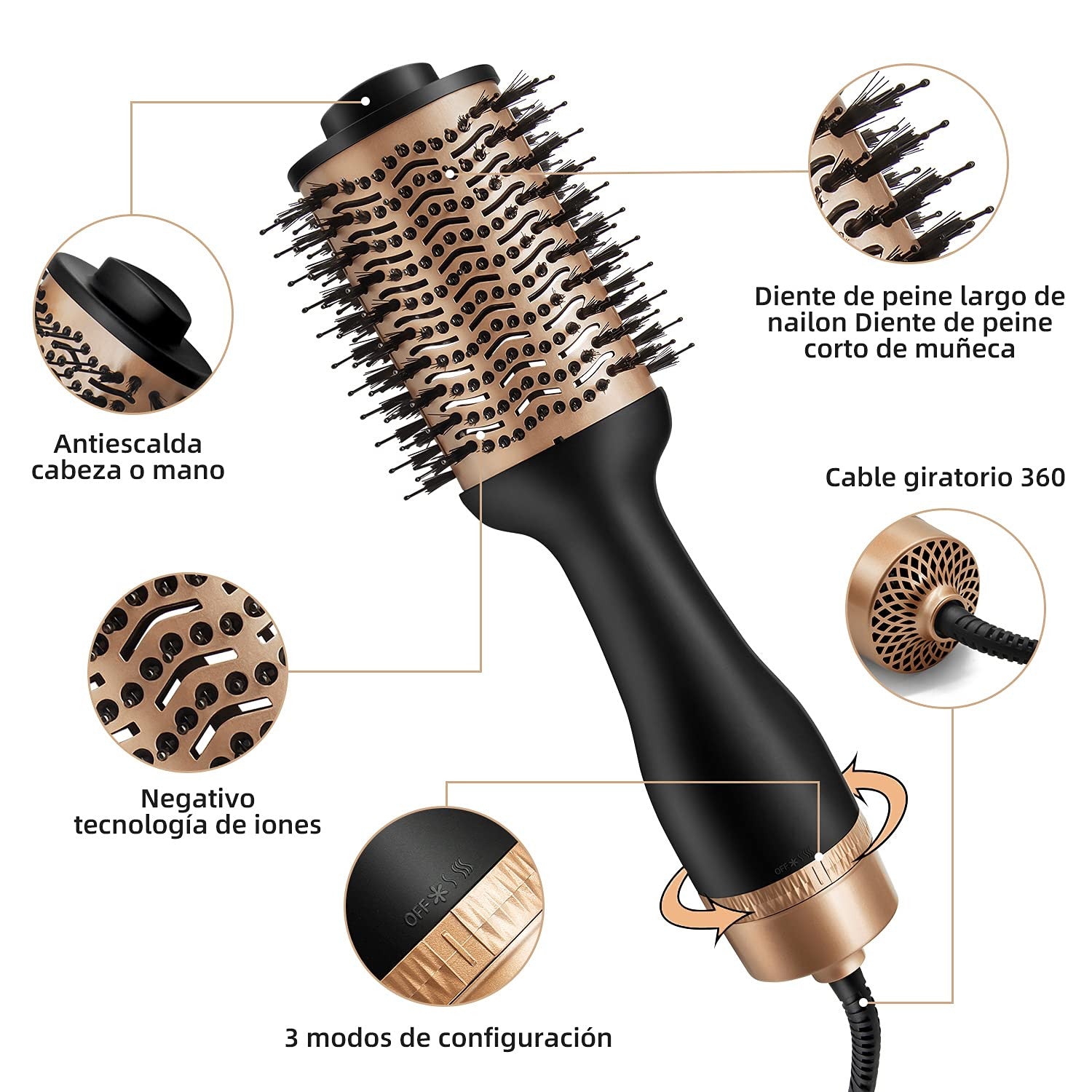 Cepillo Secador Alisador keratin