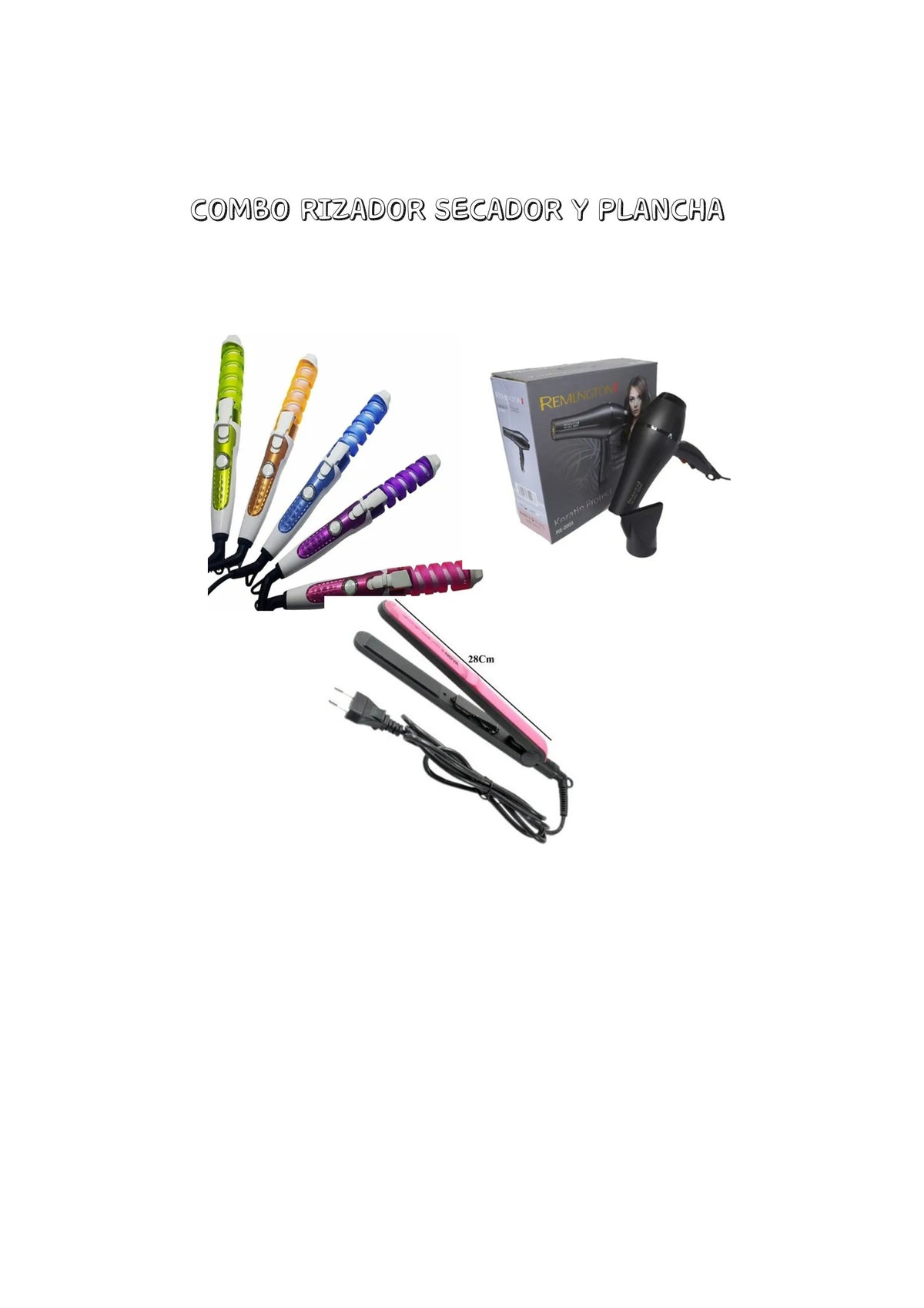 Combo de rizador, secador y plancha