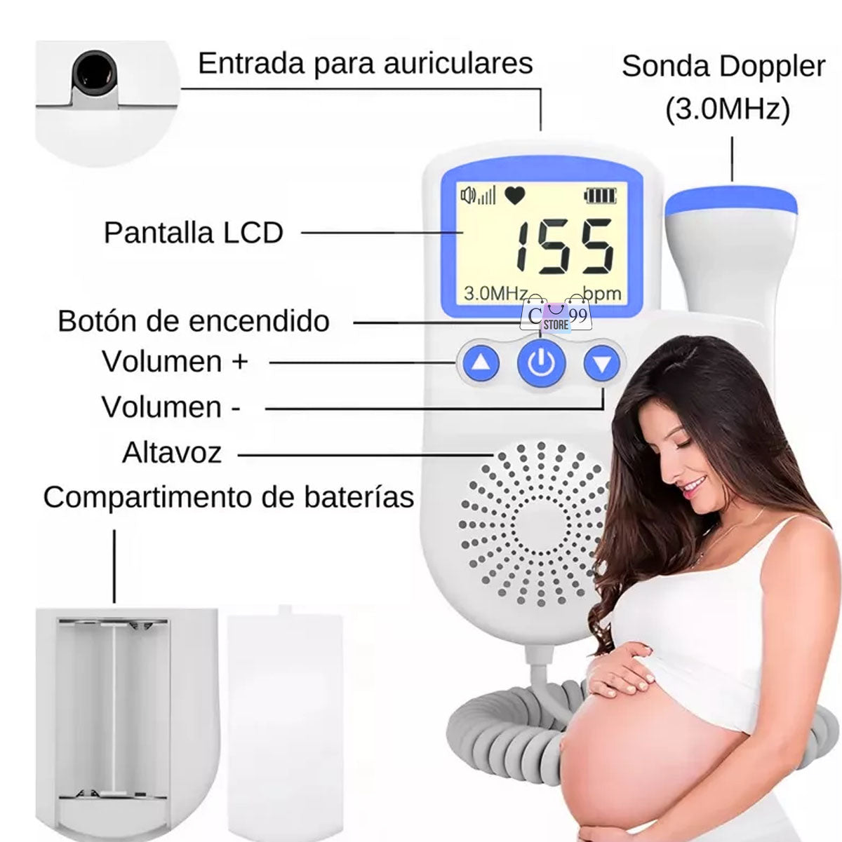 Monitor Latidos Fetales Doppler Embarazo
