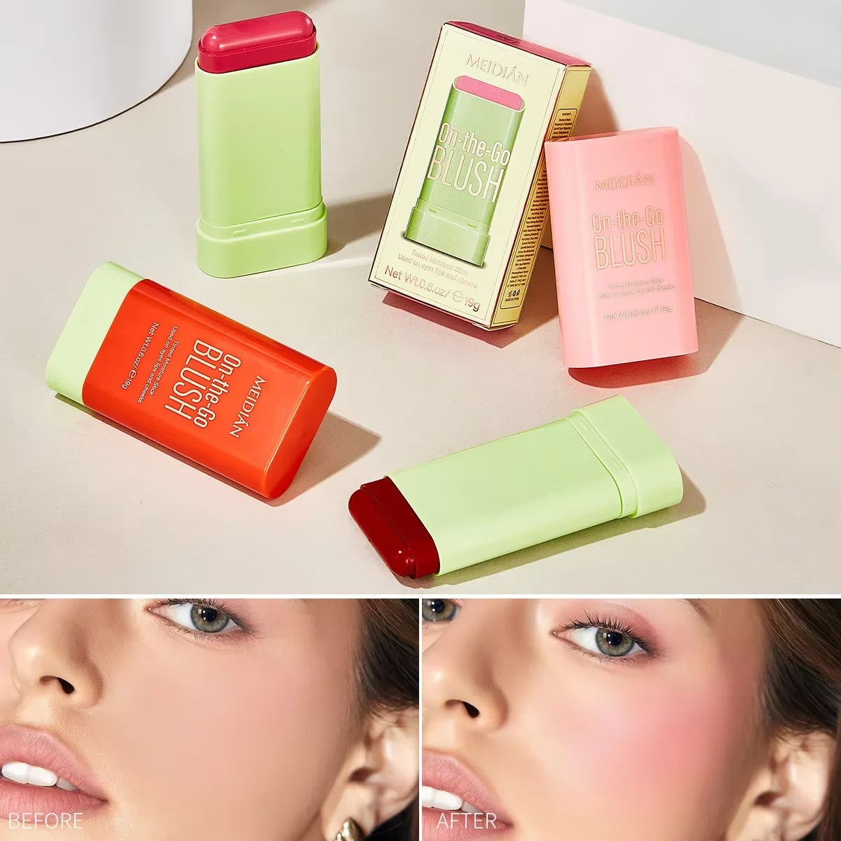 Barra color 3 en 1 sombra-labial-rubor