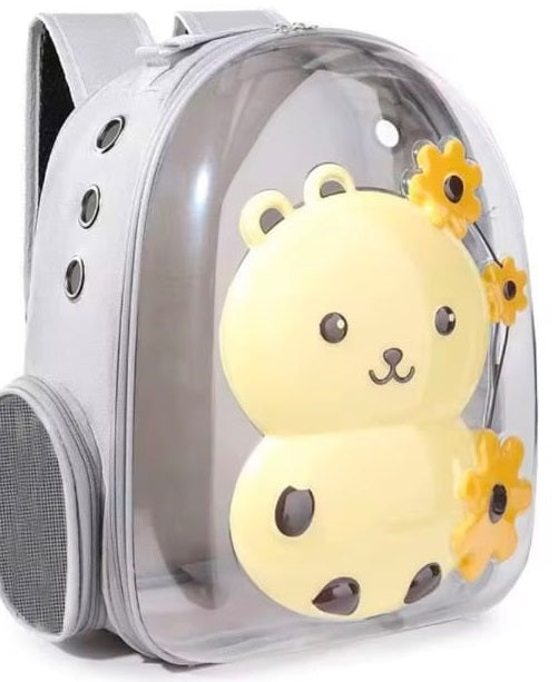 Mochila transportadora con diseño de oso
