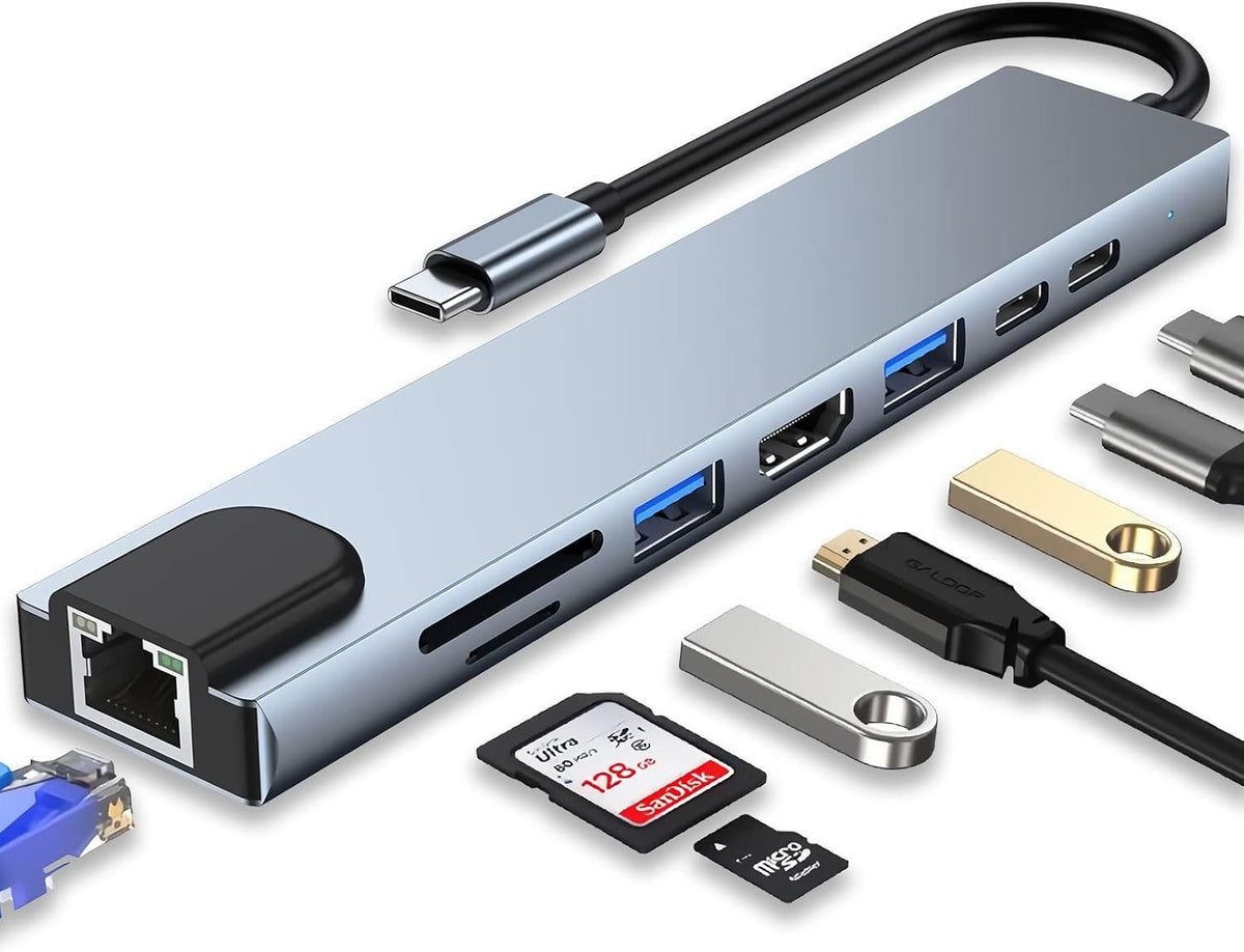 Adaptador Multi-Puerto 8 en 1 Multifunci