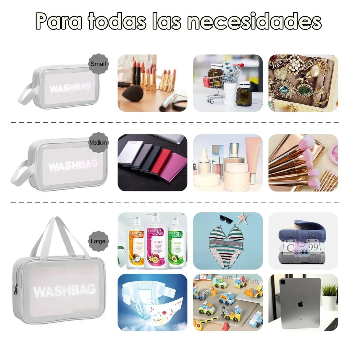 Cosmetiquera y Organizador Neceser SetX3