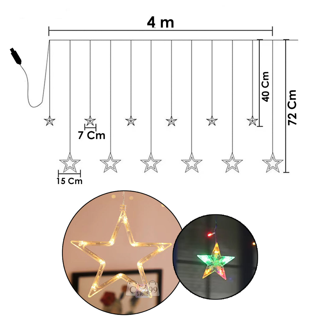 Cadena De Luces Led Punta Estrella 4m