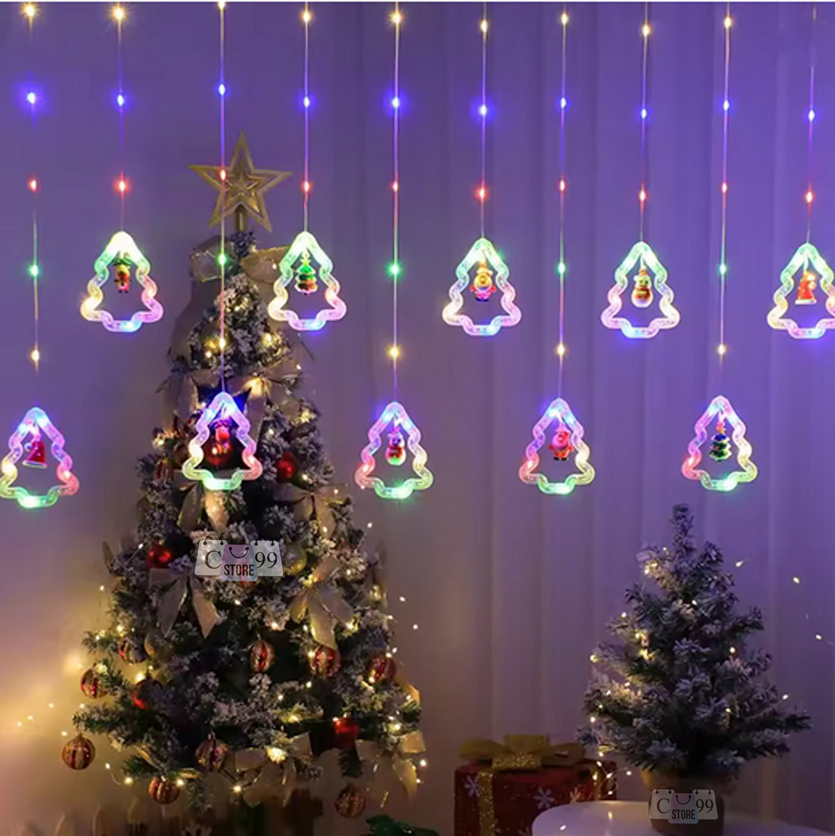 Cortina De Luces Led Árbol De Navidad 3M