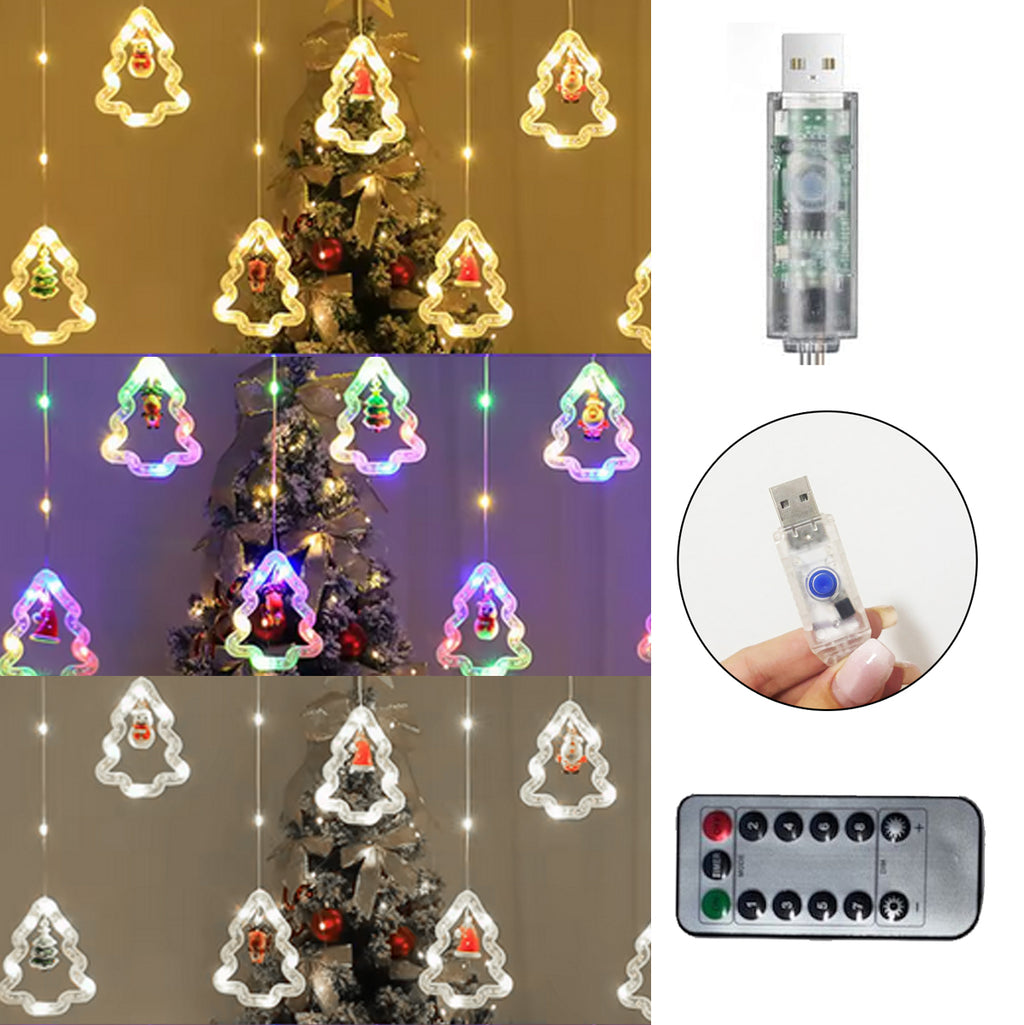 Cortina De Luces Led Árbol De Navidad 3M