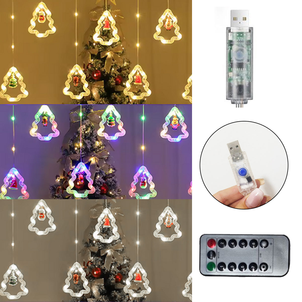 Cortina De Luces Led Árbol De Navidad 3M
