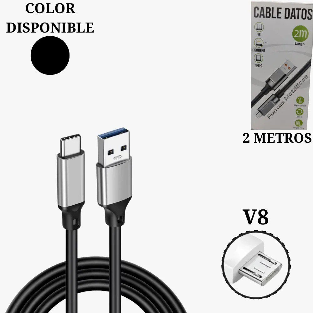 Cable De Datos Usb A V8 2 Metros 3.0a Al