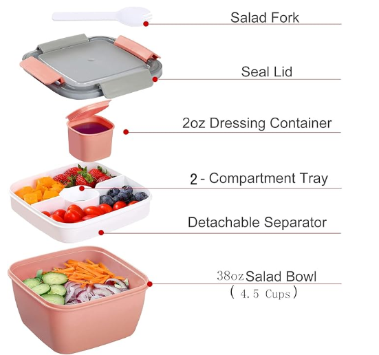 recipiente portátil para ensalada