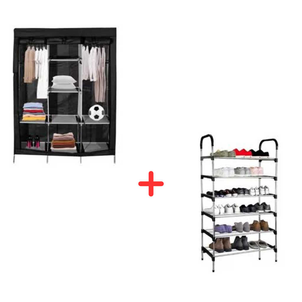 Combo armario 3 cuerpos + zapatero 6 niv