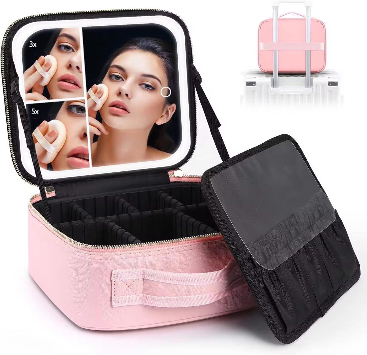 Cosmetiquera de maquillaje con espejo