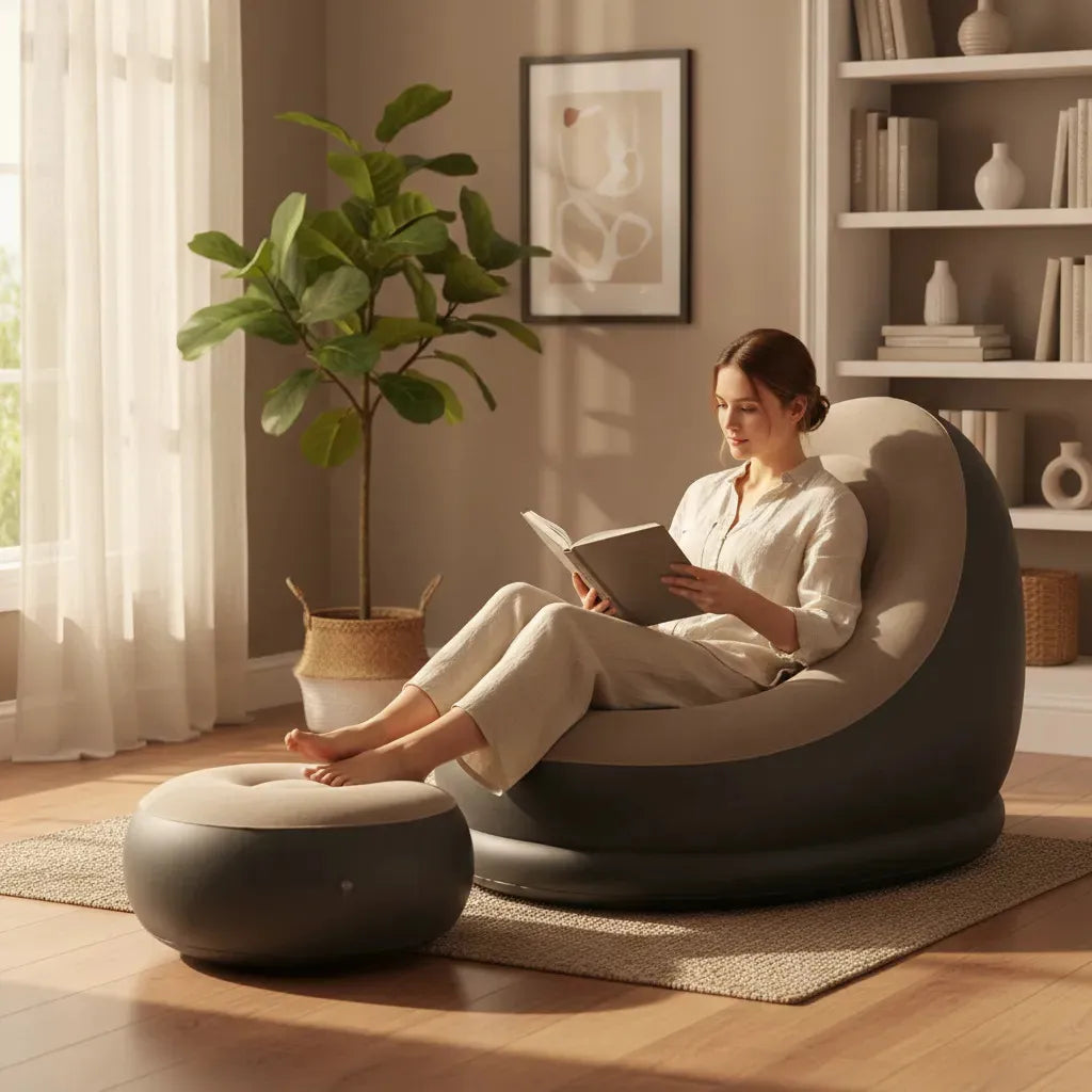 Silla inflable con puff
