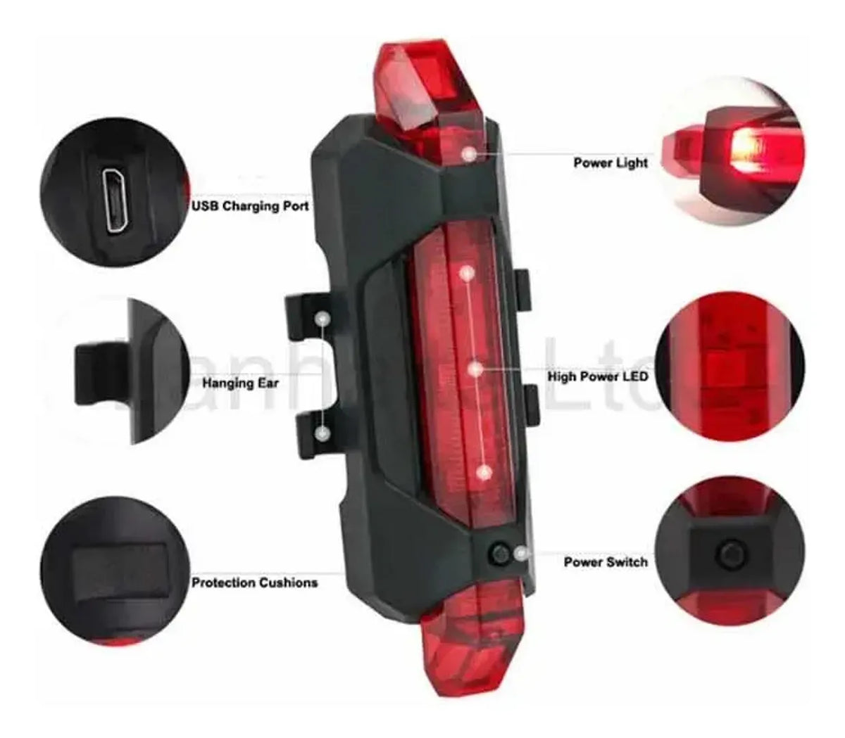 Luz led trasera bicicleta recargable